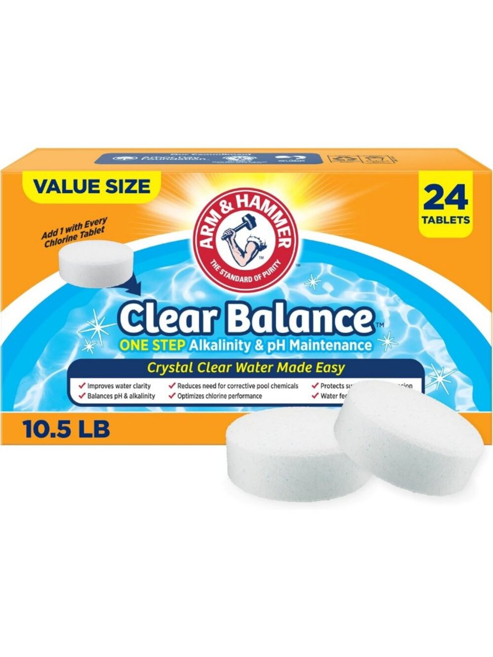 pH Balance Maintenance Tablets for Clear Water, 24 Count - Easy Pool Care